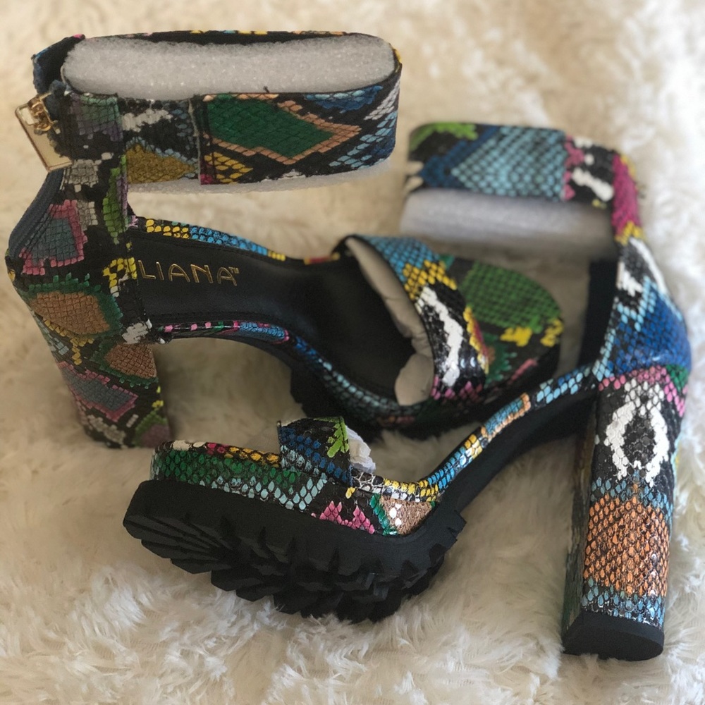 Multi snake chunky heels